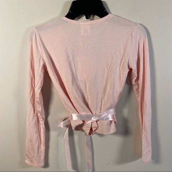 FLO DANCEWEAR Crossover Long Sleeves Wrap Top in pink size M - Picture 3 of 6